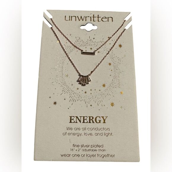 NWT Unwritten Rose Gold Flash Plated CZ Bar Layered Pendant Necklace Rose Gold - Picture 2 of 4